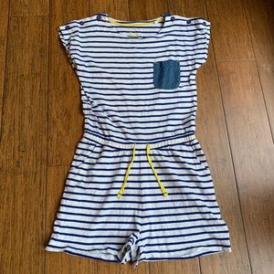 Mini Boden Blue and White Striped Romper